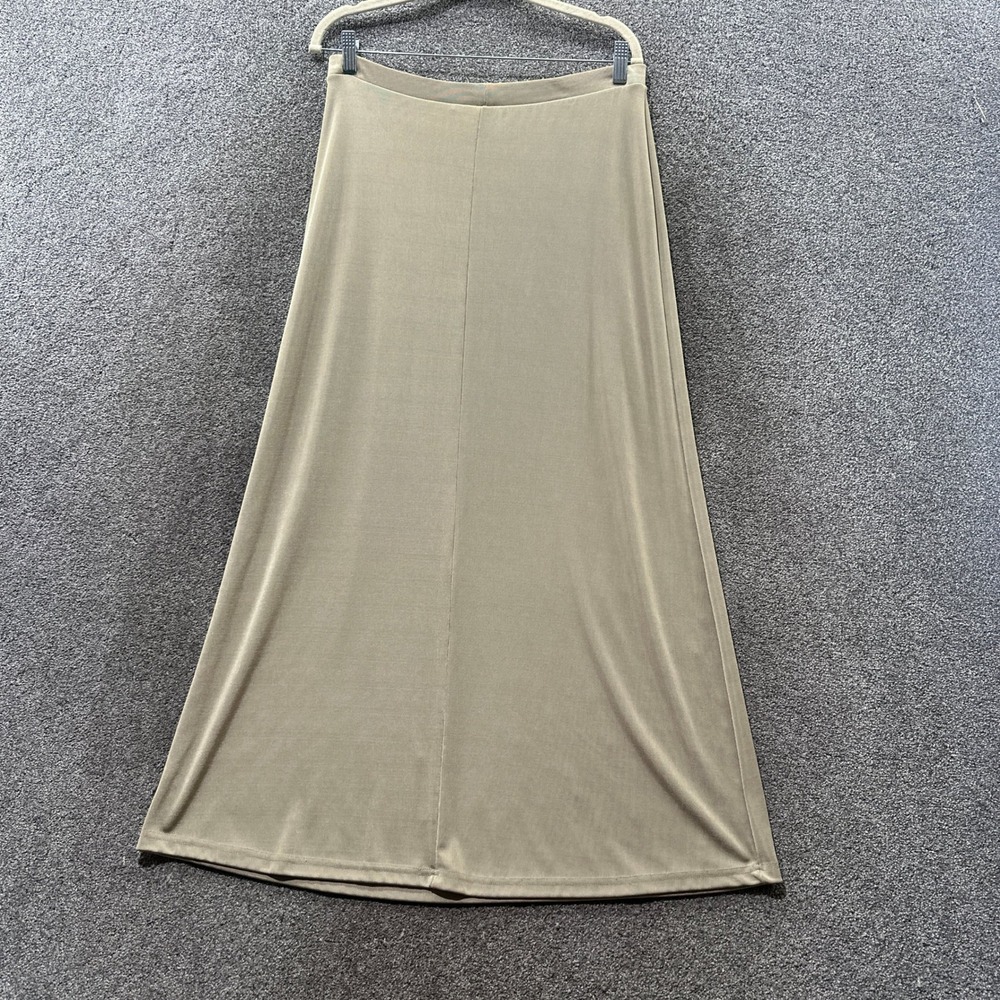 VTG 90s Fashion Bug Maxi Skirt Beige Slinky Knit Pull On Comfort Travel Neutral
